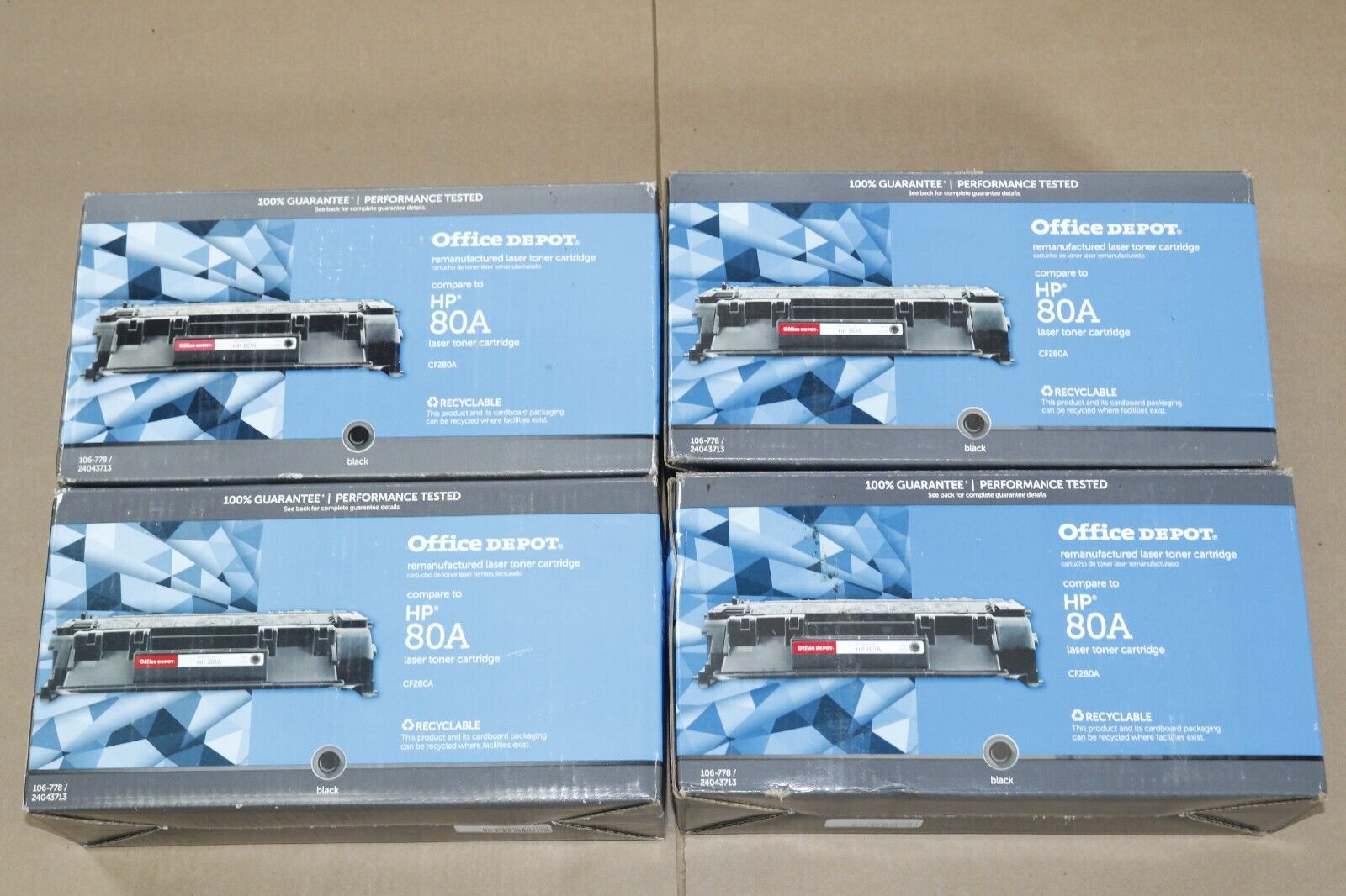 4 Compatible Office Depot LaserJet Pro 400,M401,MFP M425DN Black Toners HP 80A