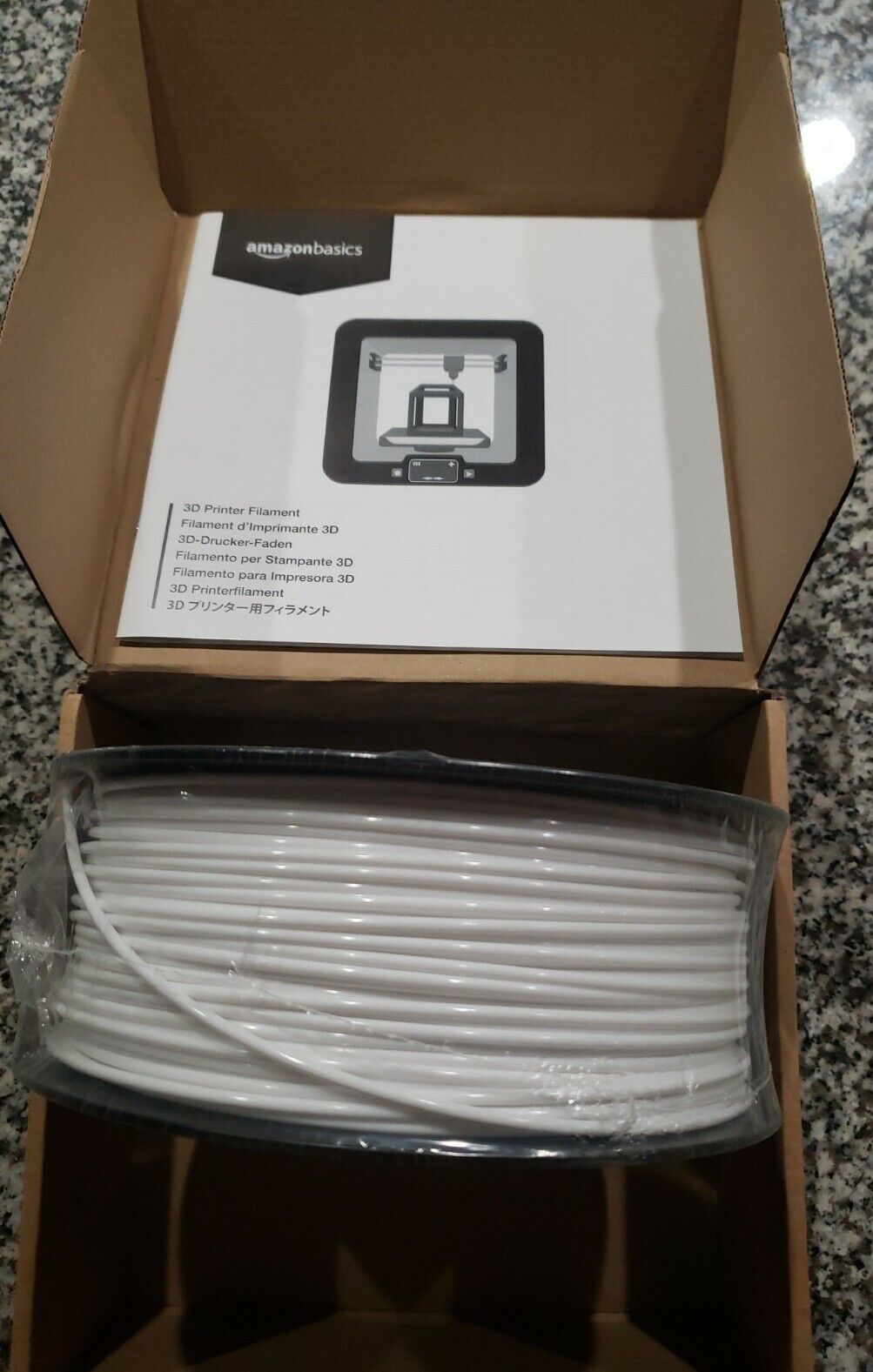 Amazon Basics PETG 3d Printer Filament -white 2,85mm 1kg Spool 