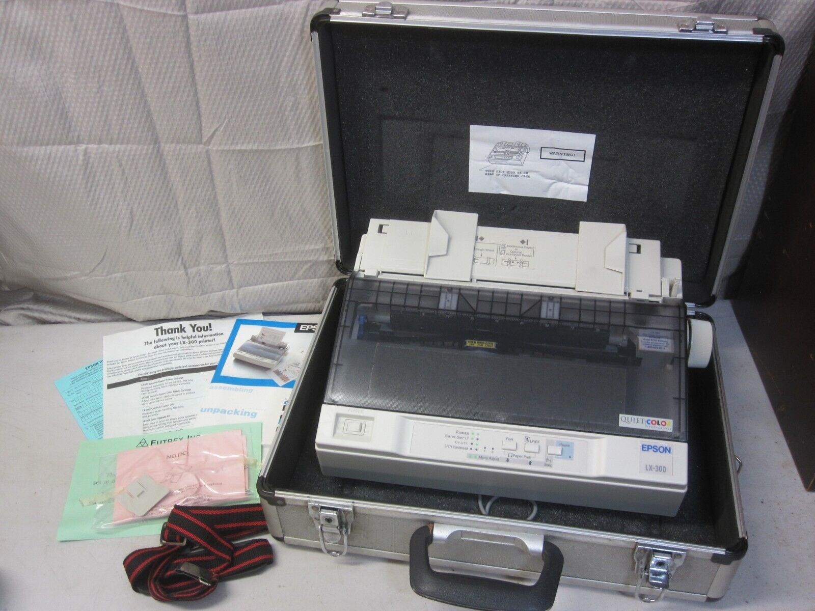 Vintage Epson LX-300 Dot Matrix Printer QuietColor - EXC w Hard Case & Manuals
