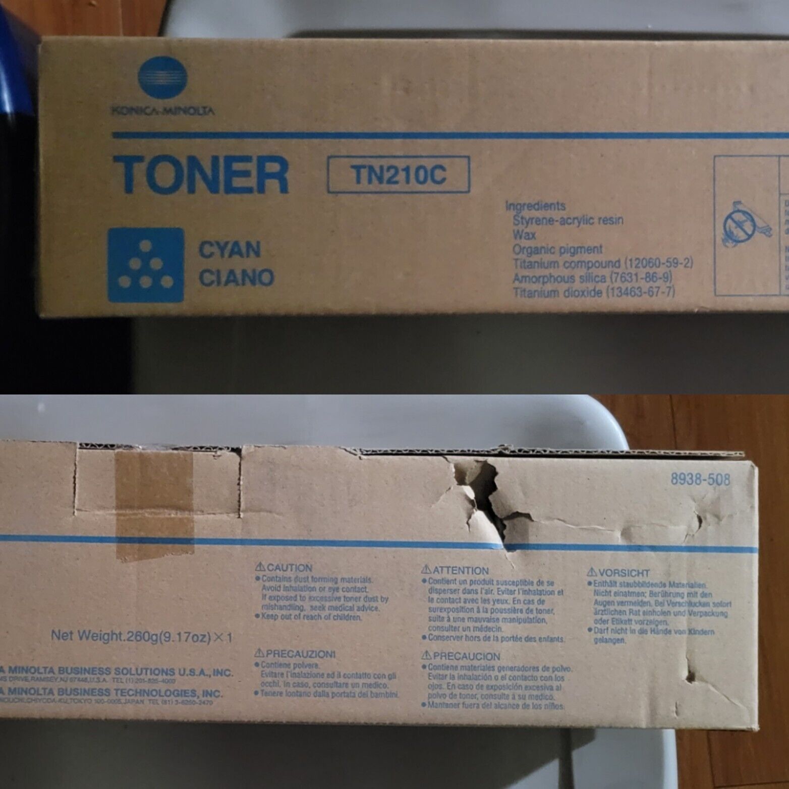 KONICA MINOLTA TN210C 8938-508 (TN210C) Cyan Toner Cartridge New