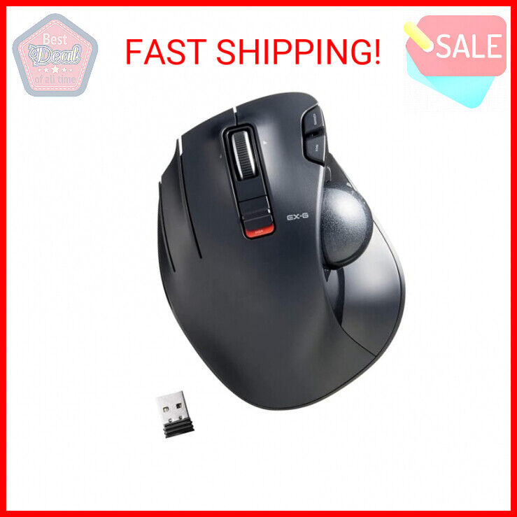 ELECOM EX-G Left Handed Trackball Mouse, 2.4 GHz USB Wireless, Ergonomic, Thumb 