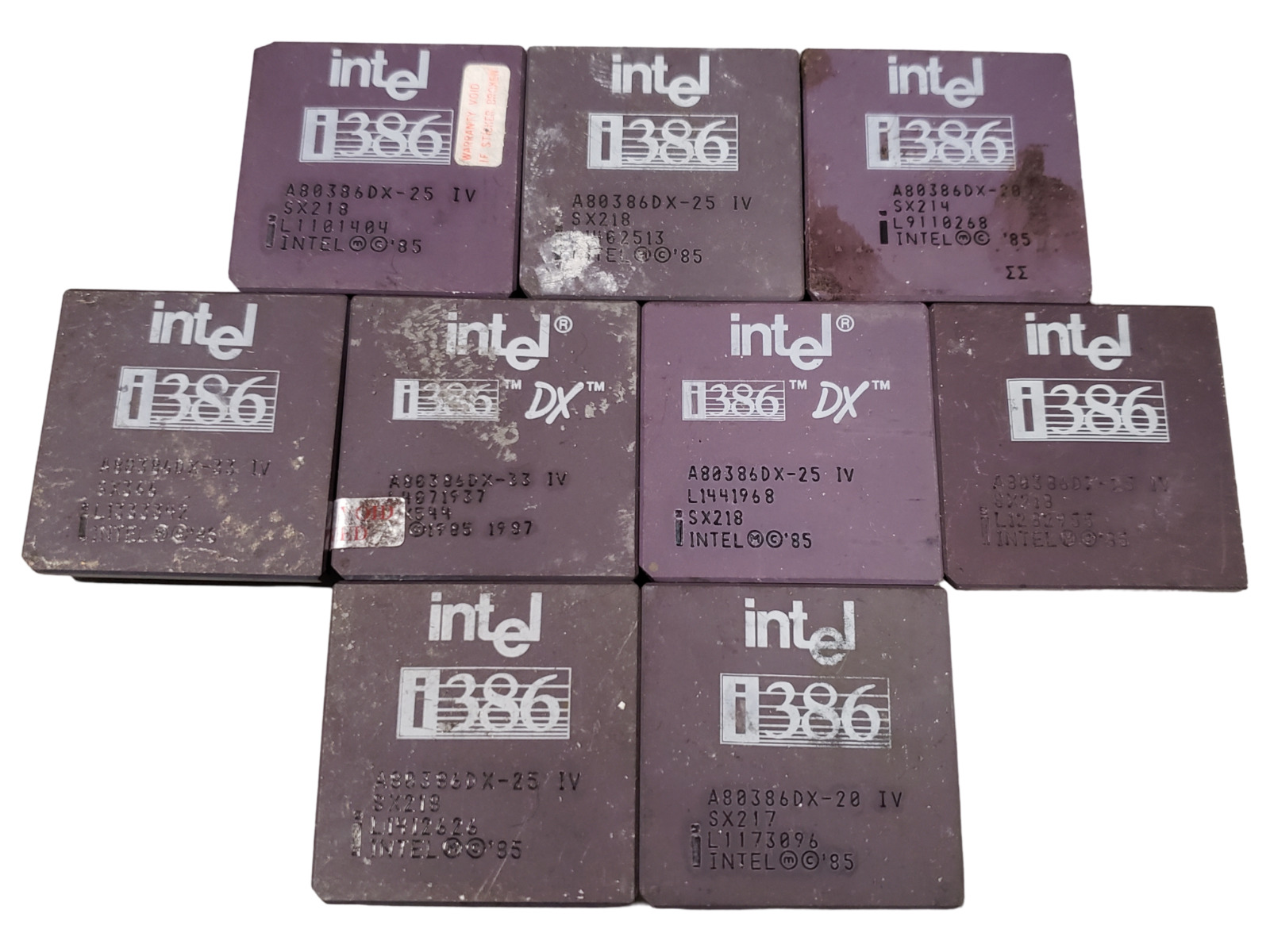 LOT OF 9 Intel Assorted i386 A80386DX Vintage Ceramic Processor | Gold Recovery