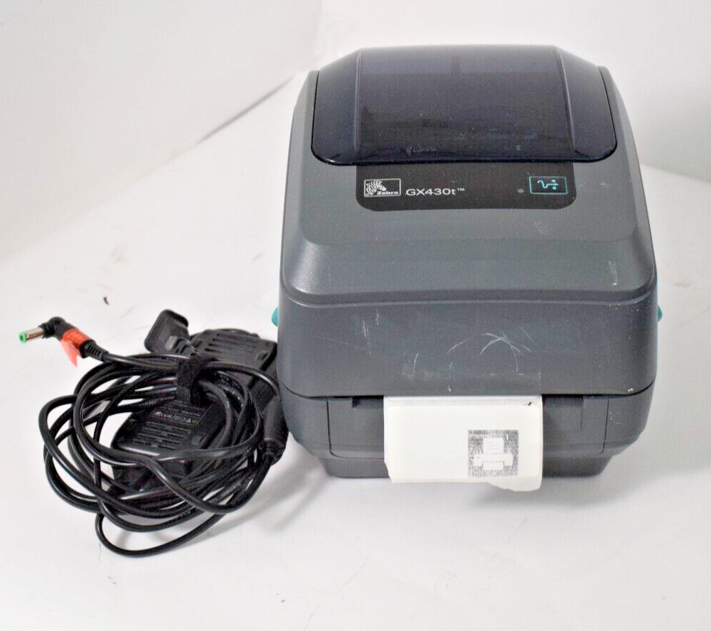 Zebra GX430T Thermal Transfer Label USB Printer with Power Adapter