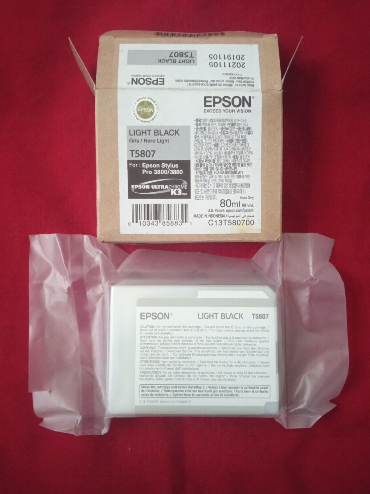 Genuine Epson T5807 Light Black Ink Cartridge EXPIRED 2021 READ ALL INFO BELOW