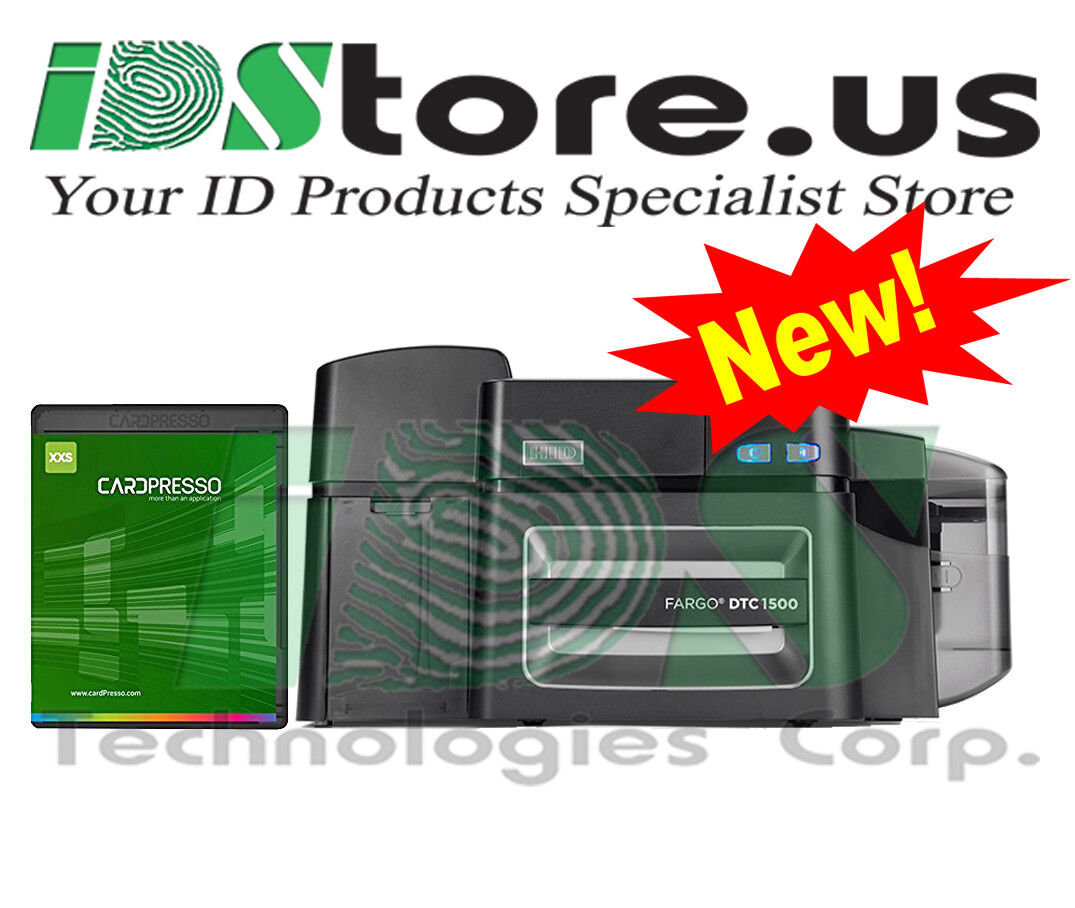 New FARGO DTC1500 Dual Side Photo ID Card Printer - No Lamination