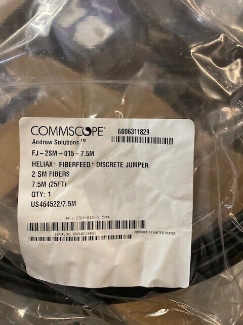 COMMSCOPE FJ-2SM-015-7.5M Discrete Fiber Jumper 2SM FIbers, 7.5M (24.6 FT)