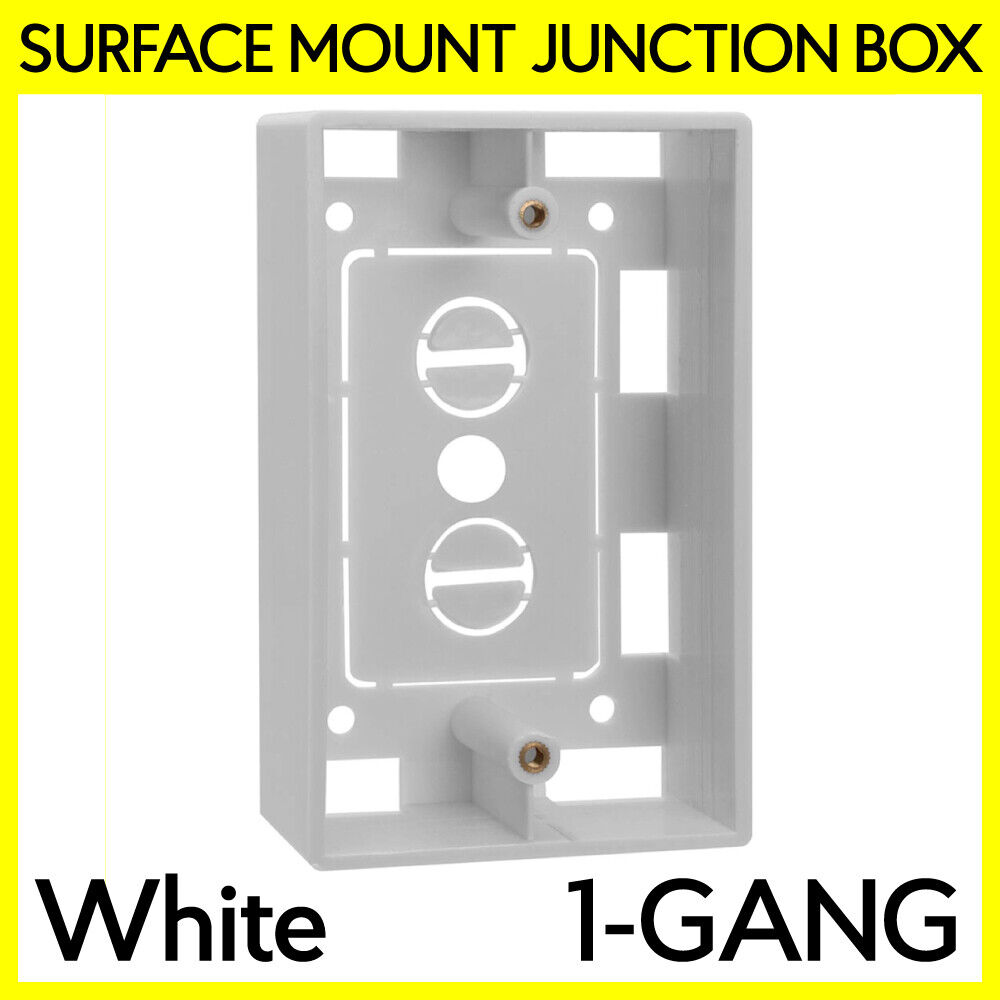Single 1 Gang White Plastic Surface Mount Mounting Junction Box For Wall Plate