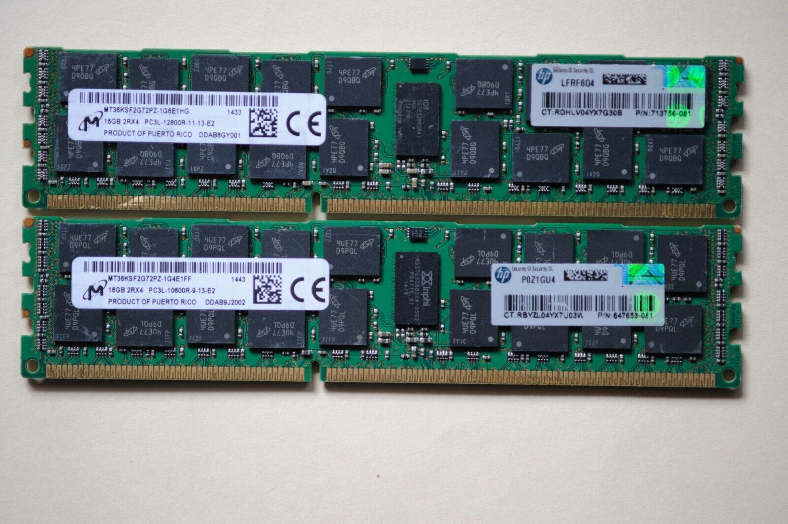 256GB ECC DDR3 16x16GB PC3L-12800R HP Workstation/Server Memory 