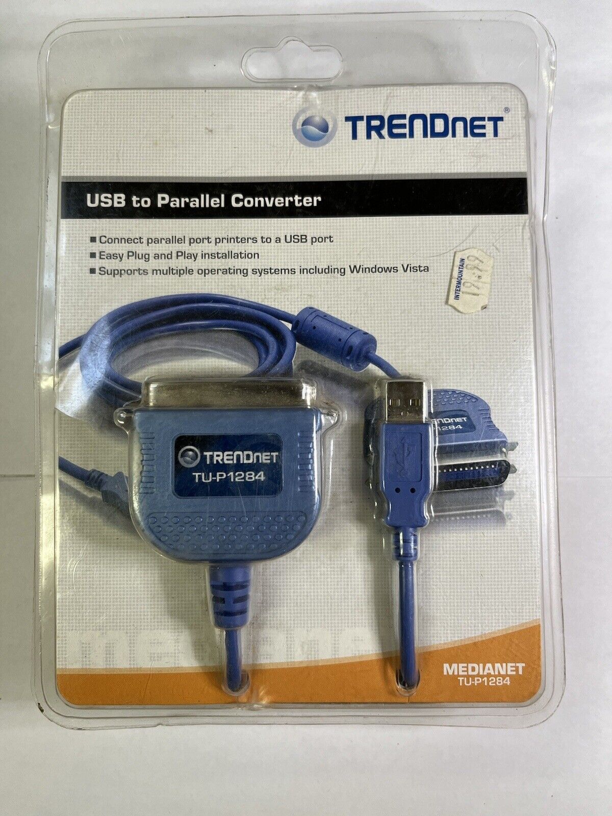 NOS TRENDnet tu-p1284 USB to Parallel cable.  Vintage Package Unopened