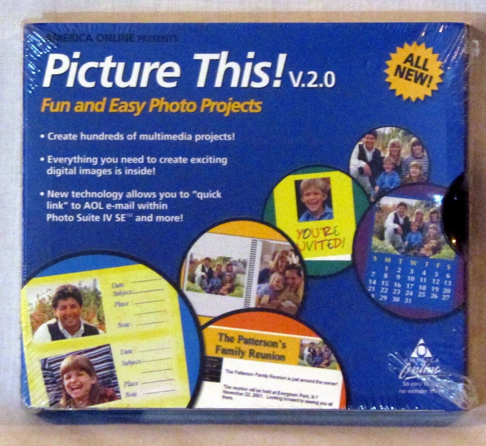 Vintage AOL Picture This 2.0 CD ROM Image Photo Graphics Editing New Sealed