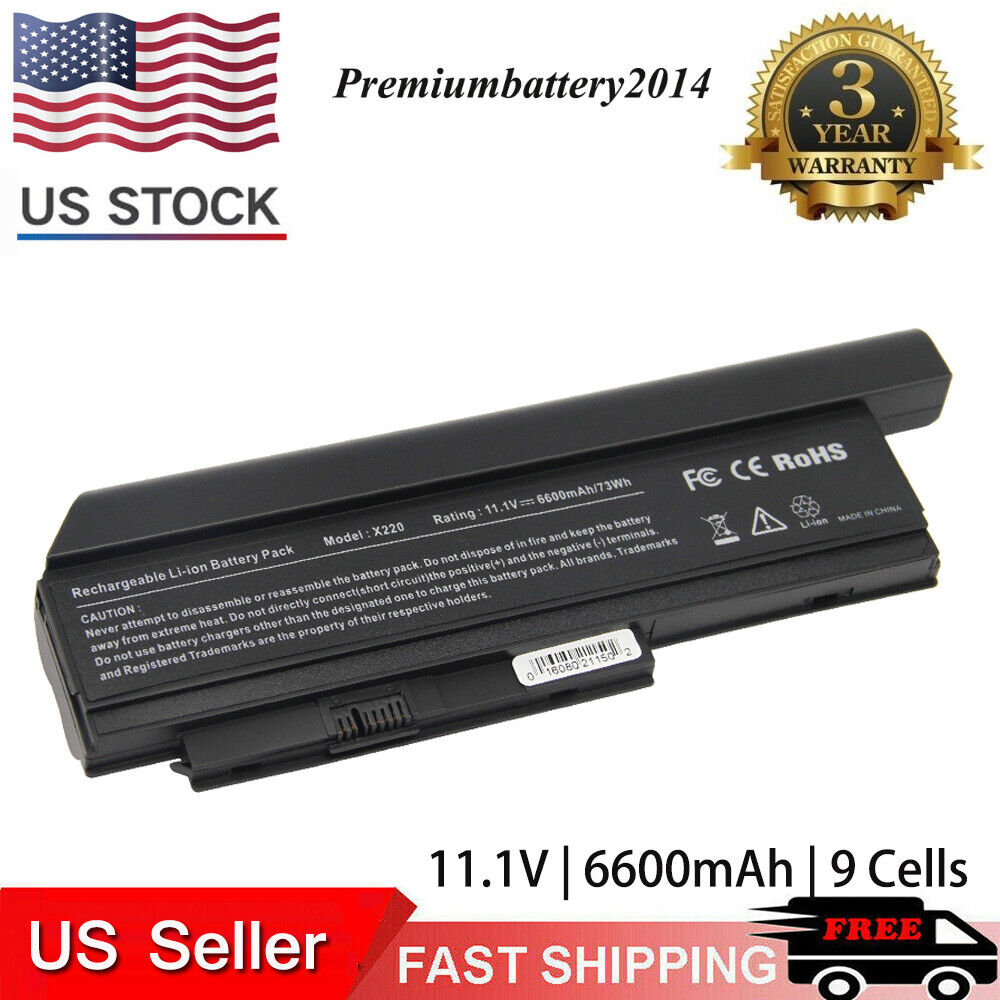 9 Cell Laptop Battery For Lenovo ThinkPad X220 X220i X220s 0A36282 0A36283 73Wh