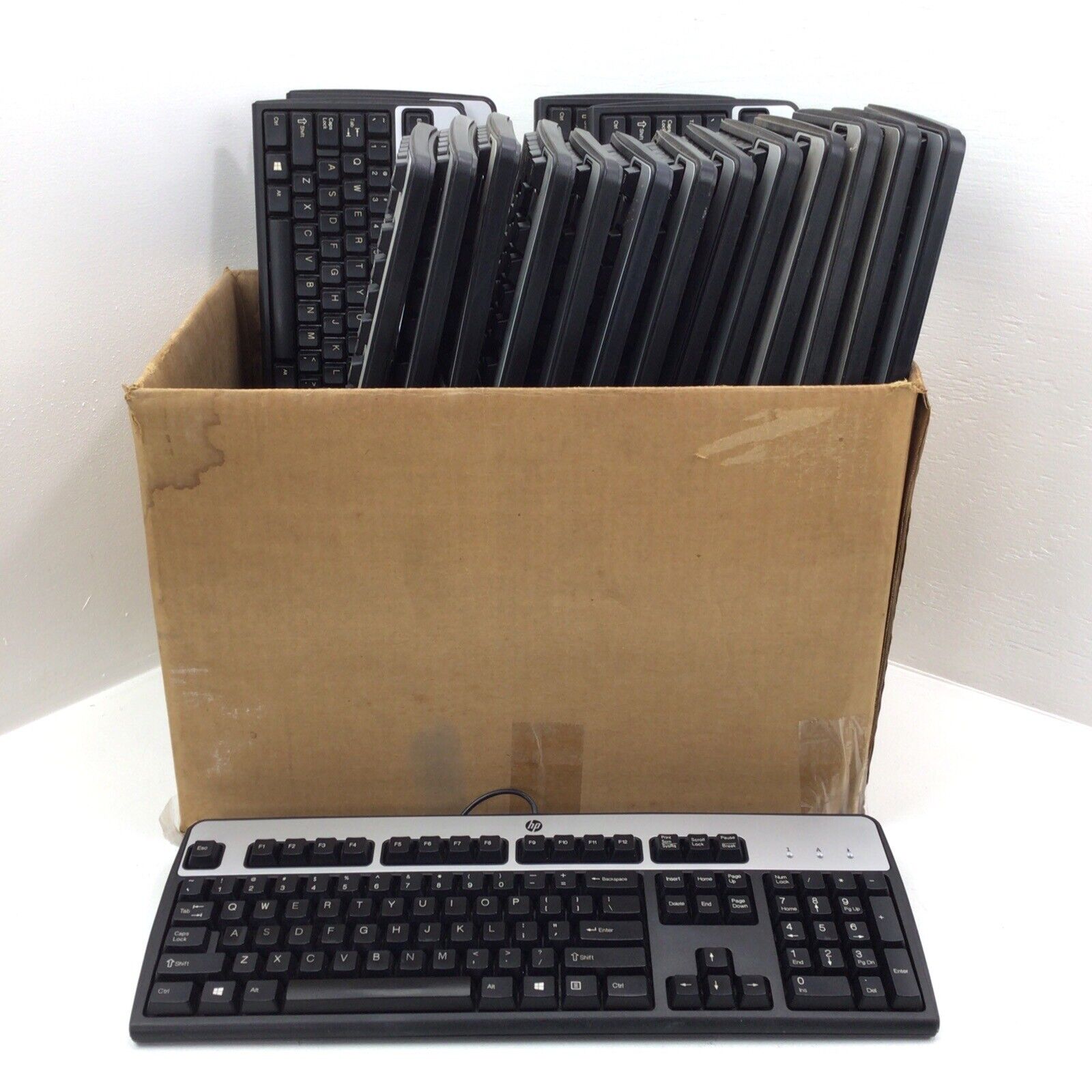 19x Genuine OEM HP KU-0316 Black/Silver USB Wired 104-Key Keyboard 434821-007