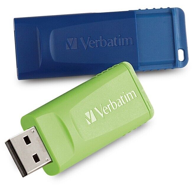 Verbatim 64GB Store N Go USB Flash Drive-2Pk-Blue, Green