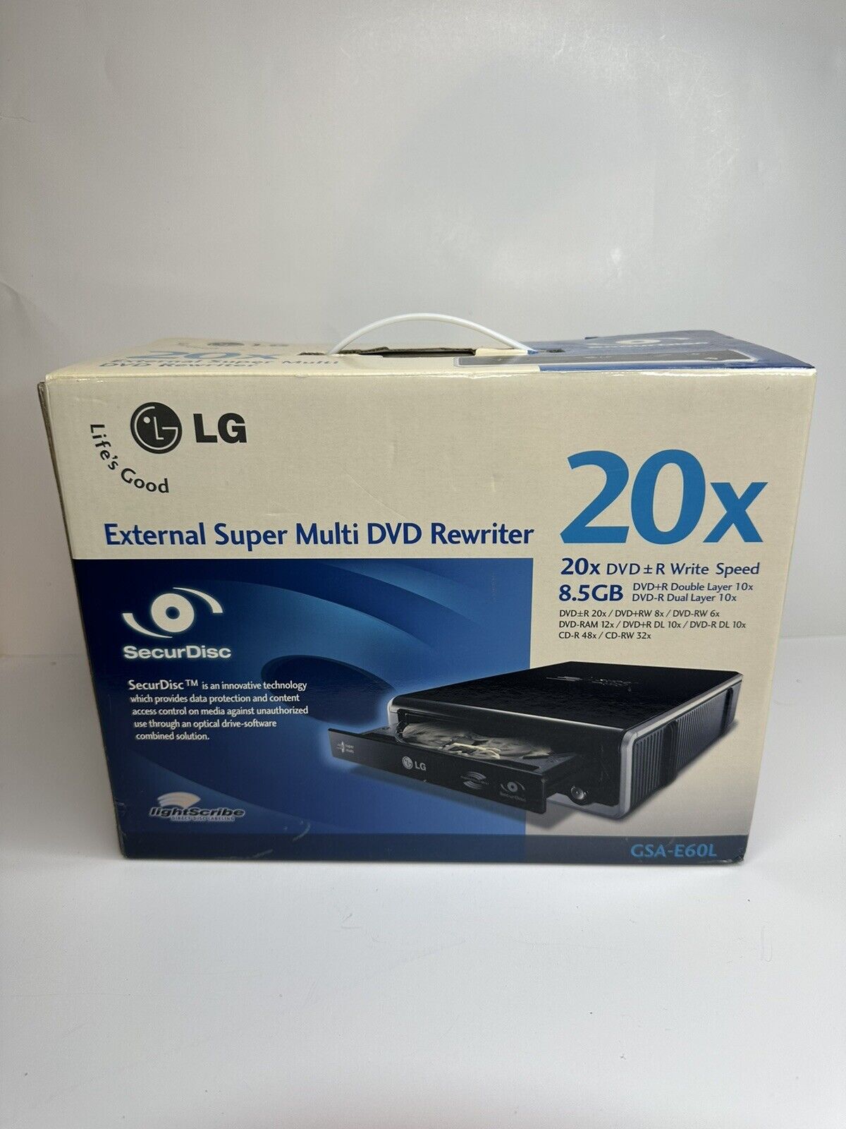 LG GSA-E60L External Super Multi DVD +/- Rewriter 20x Speed 8.5 GB LightScribe