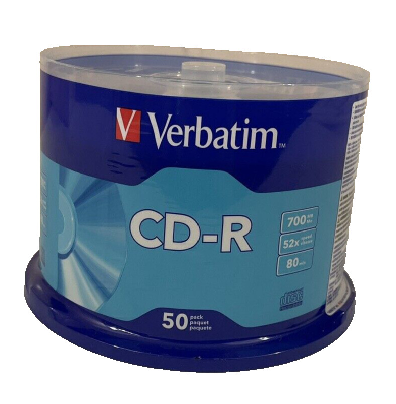 Verbatim CD-R Blank Discs 700MB 80 Minutes 52x Recordable Disc-50 Pack Spindle