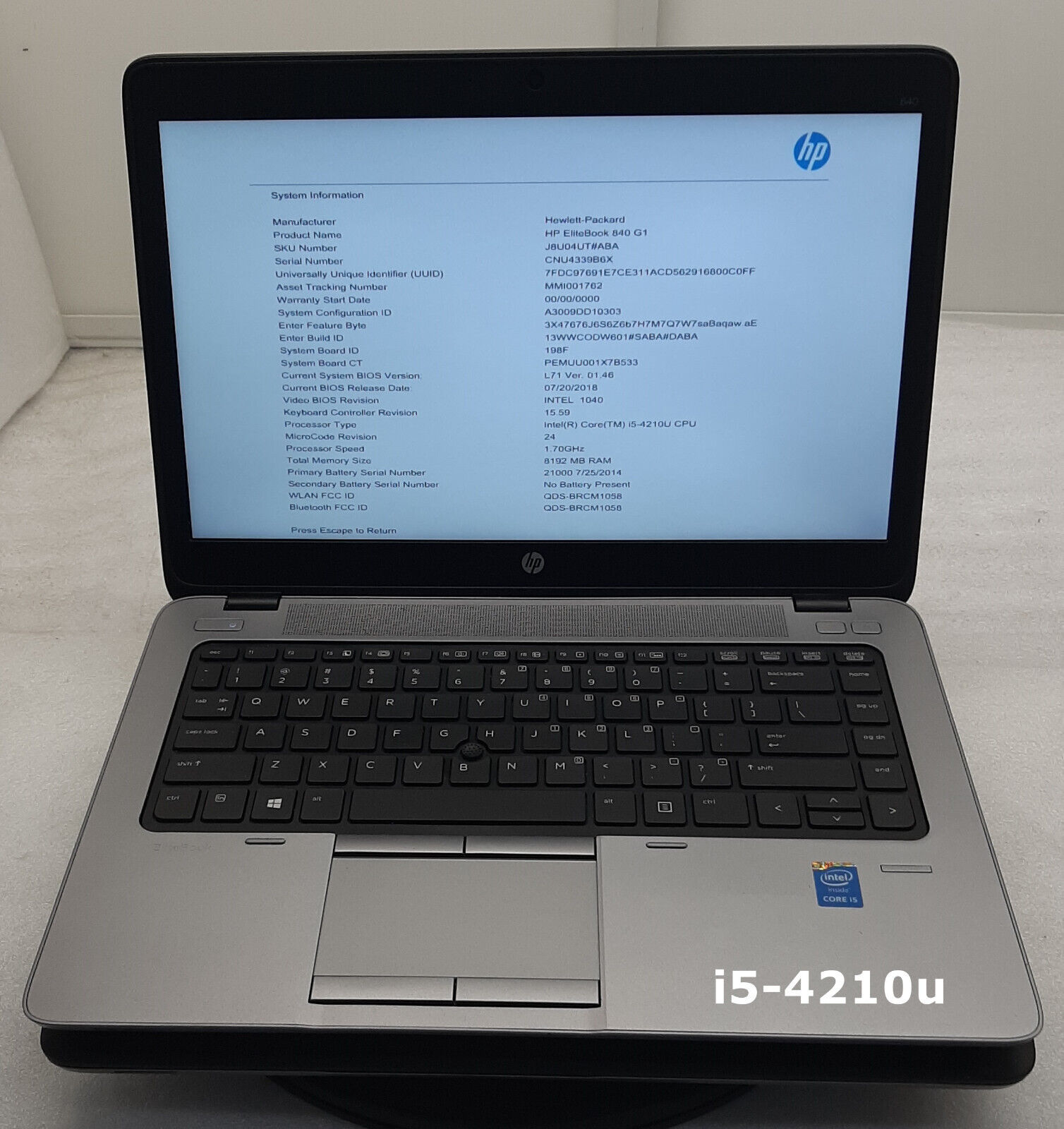 (Lot of 2) HP EliteBook 840 G1  i5-4300/4210u 1.9/1.70GHz 8GB DDR3 No OS/SSD/HDD