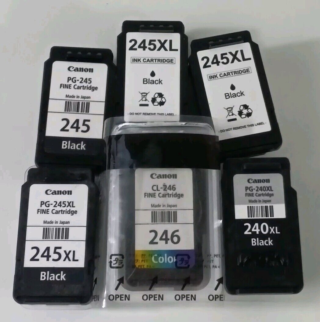 Lot 6 Empty Canon PG-245/246/240 Black/Color Ink Cartridges -For Parts Or Refill