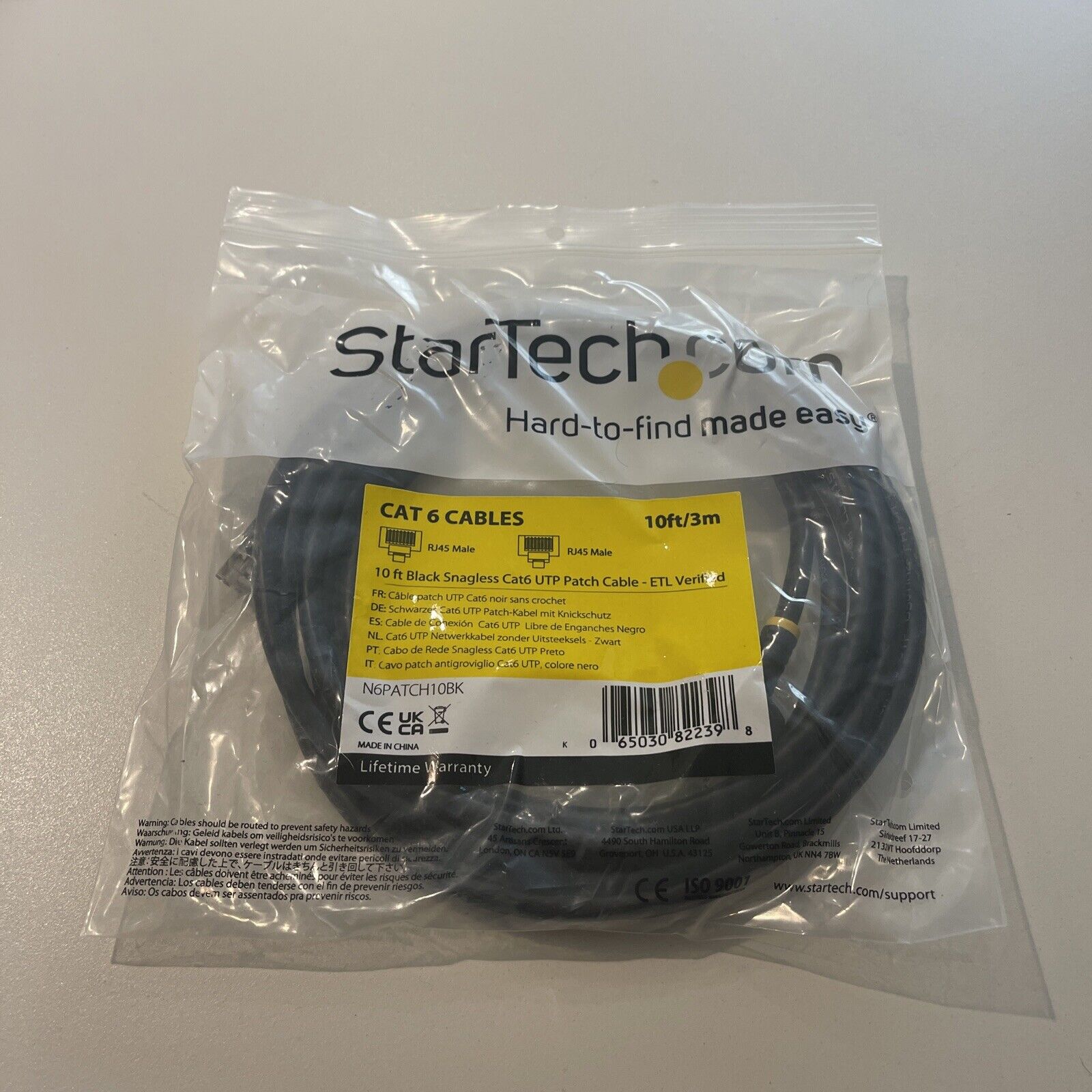 StarTech.com 10ft CAT6 Ethernet Cable - Black Snagless Gigabit - 100W PoE UTP
