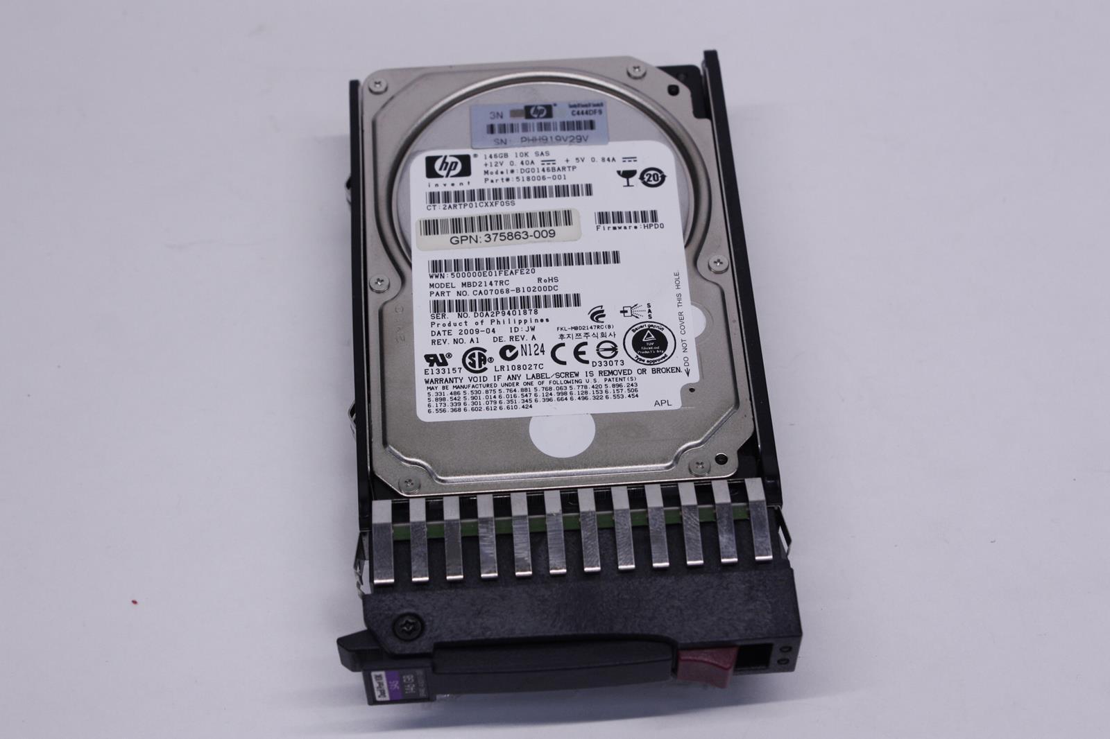 518006-001 HP 146-GB 3G 10K 2.5 DP SAS HDD