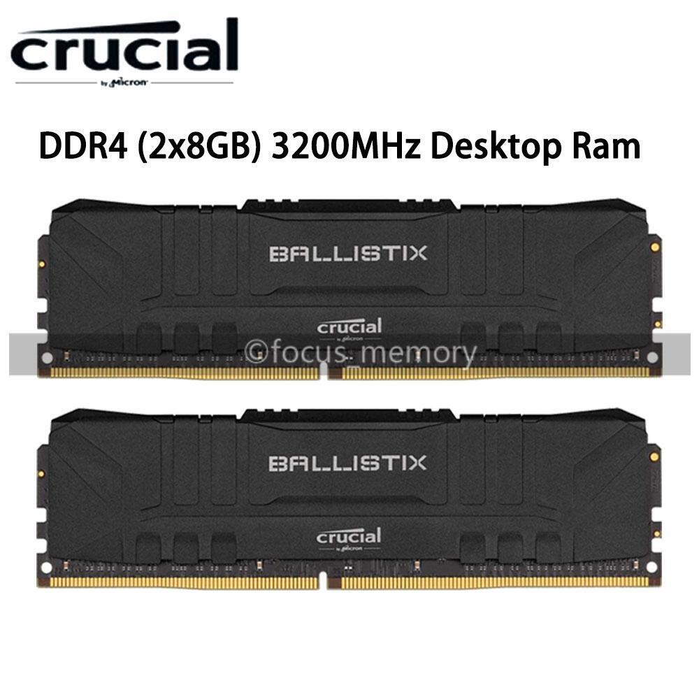 Crucial Ballistix 16GB 2x8GB PC4-25600 Ram DDR4-3200 Desktop Memory 288pin 1.35V