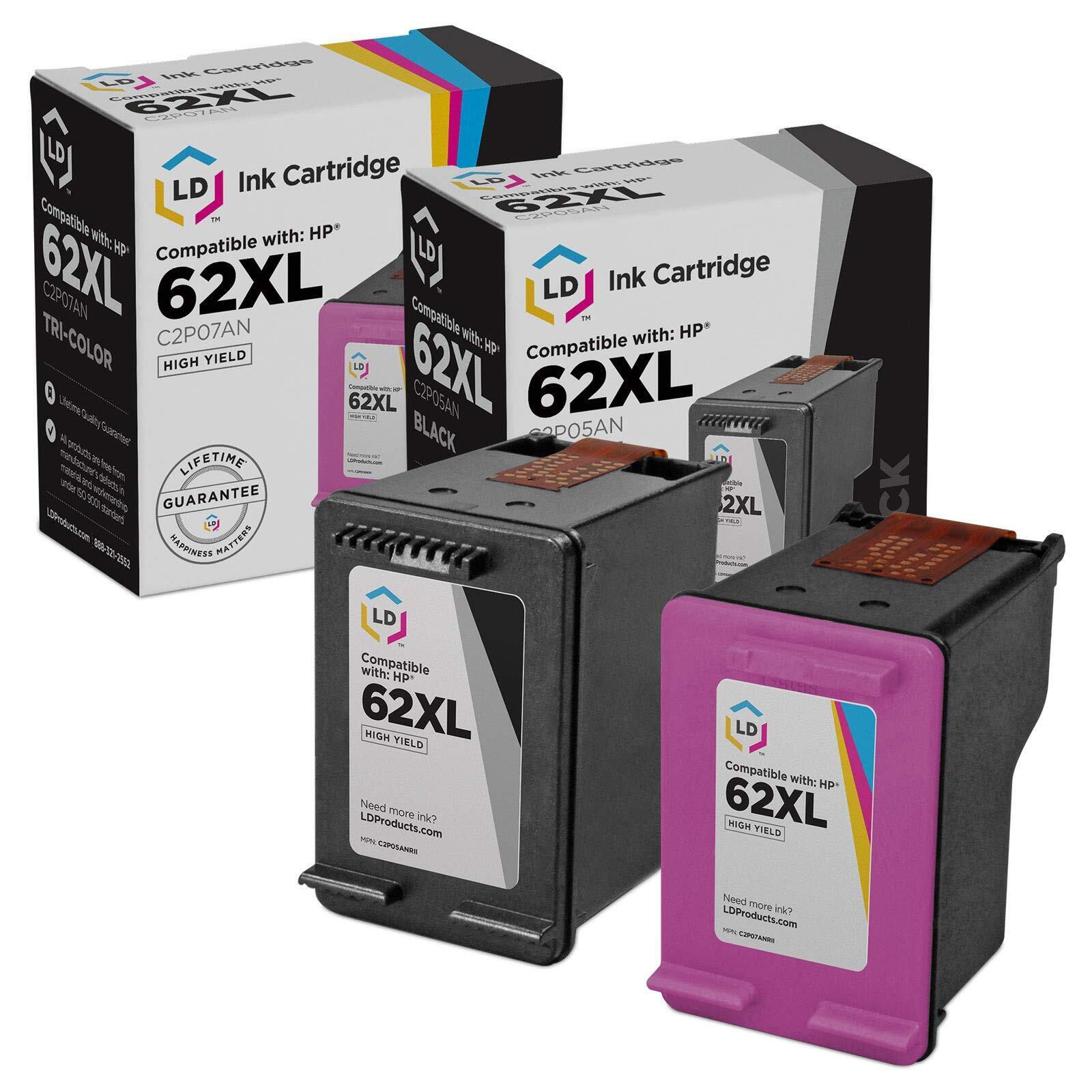 LD Reman Ink Replacement for HP 62XL HY (1 Blk, 1 Color, 2-Pk)