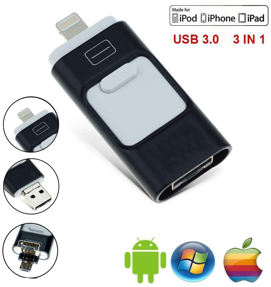 1TB 2TB 256/512GB OTG USB 3.0 Flash Drive For iPhone iPad PC Memory Photo Sticks