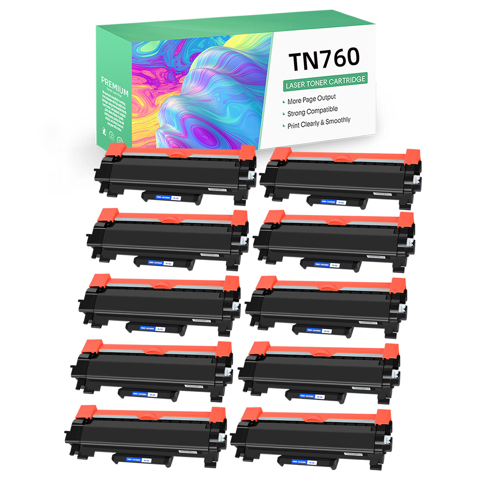 10PK TN730 760 Toner Cartridge For Brother HL-L2390DW L2395DW L2350DW DCPL2550DW