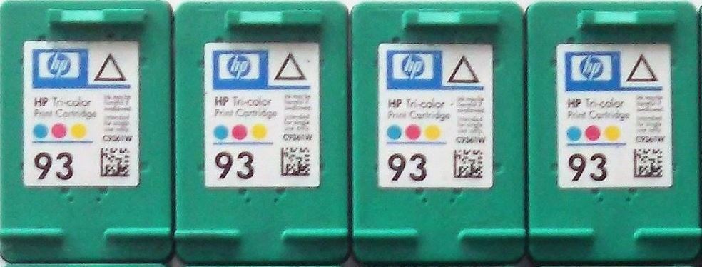Lot of 4 New UNUSED Genuine HP 93 Color Inkjet Cartridges Out of Box & Bag 