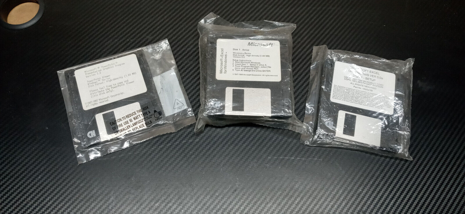 NEW Microsoft 3.5 Floppy Disks Powerpoint 3.0 / 2x Excel 5.0 New  1987-93