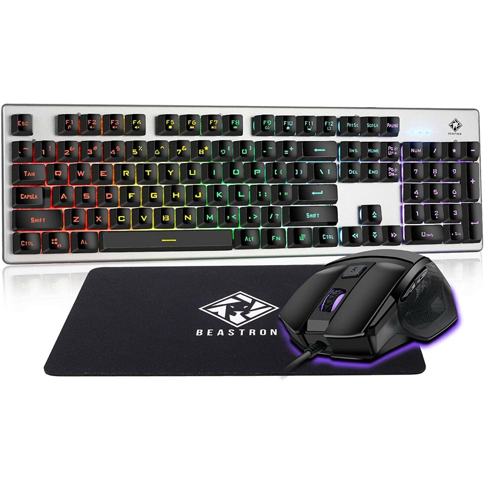 Beastron RGB Backlit Wired Gaming Keyboard Gaming Mouse and Mouse Pad Combo