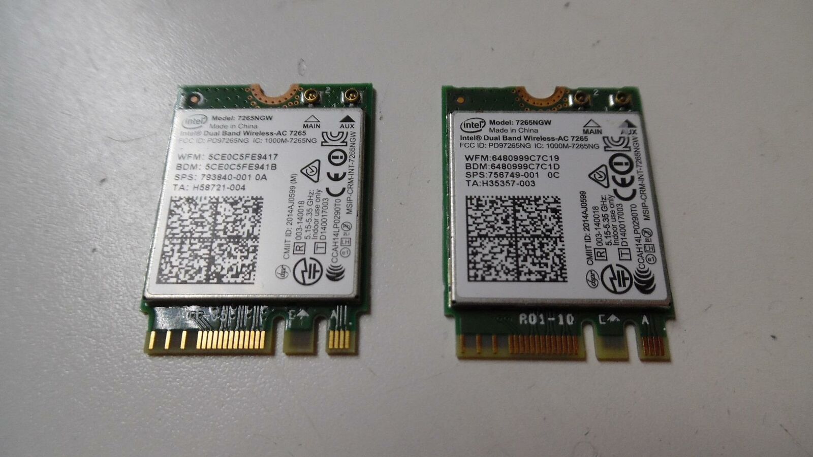 Pair of Genuine Intel 7265NGW Dual-Band Wireless Card - 793840-001