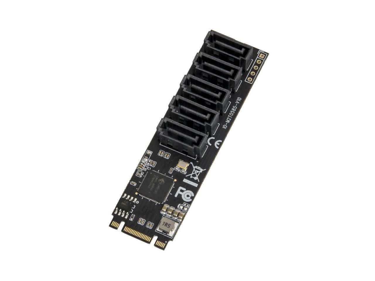 Syba 5 port Non-RAID SATA III 6Gbp/s to M.2 B+M Key Adapter PCI-e 3.0 x2 Bandwit