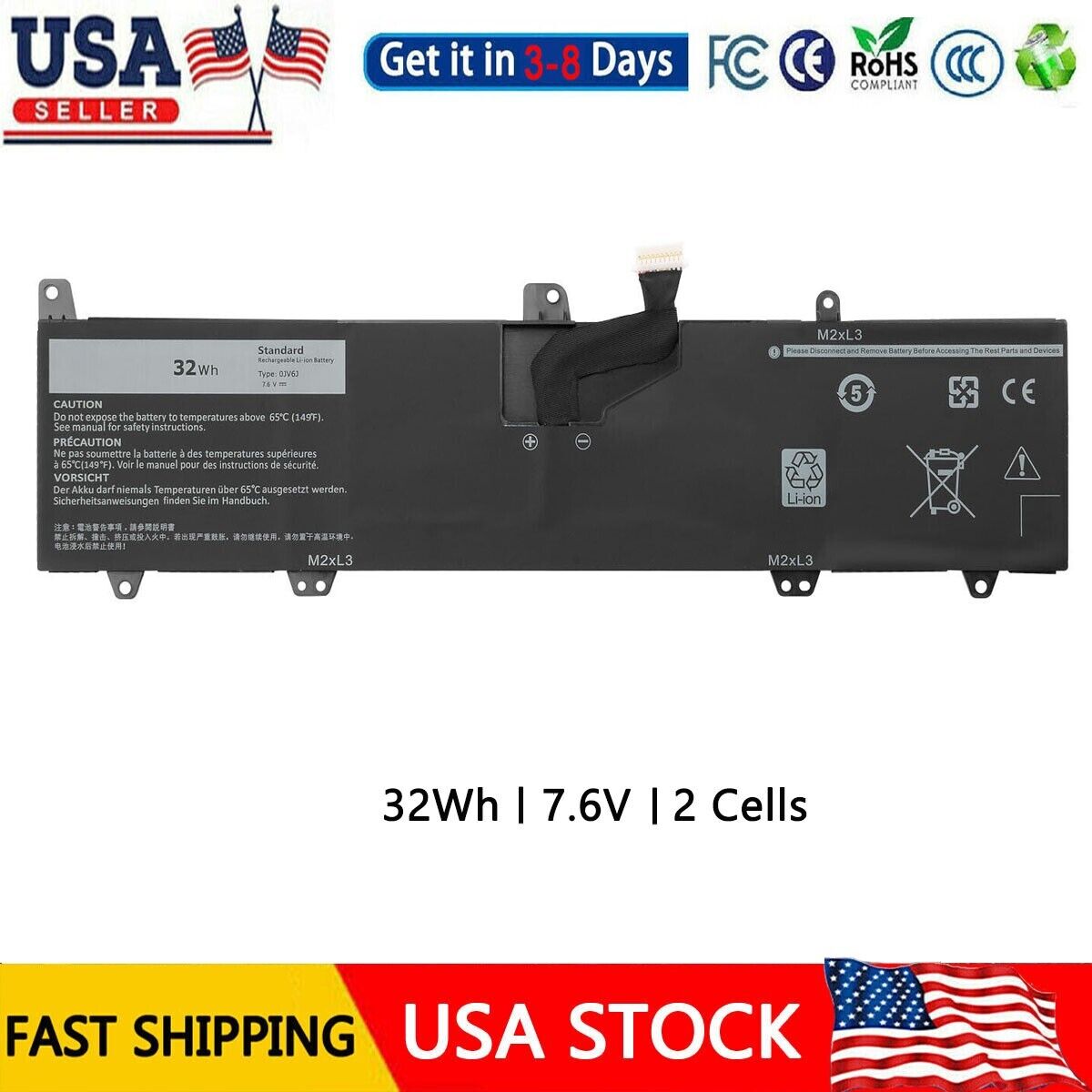 New 0JV6J Battery For Dell Inspiron 11 3162 3168 3169 3180 3185 3179 8NWF3 PGYK5