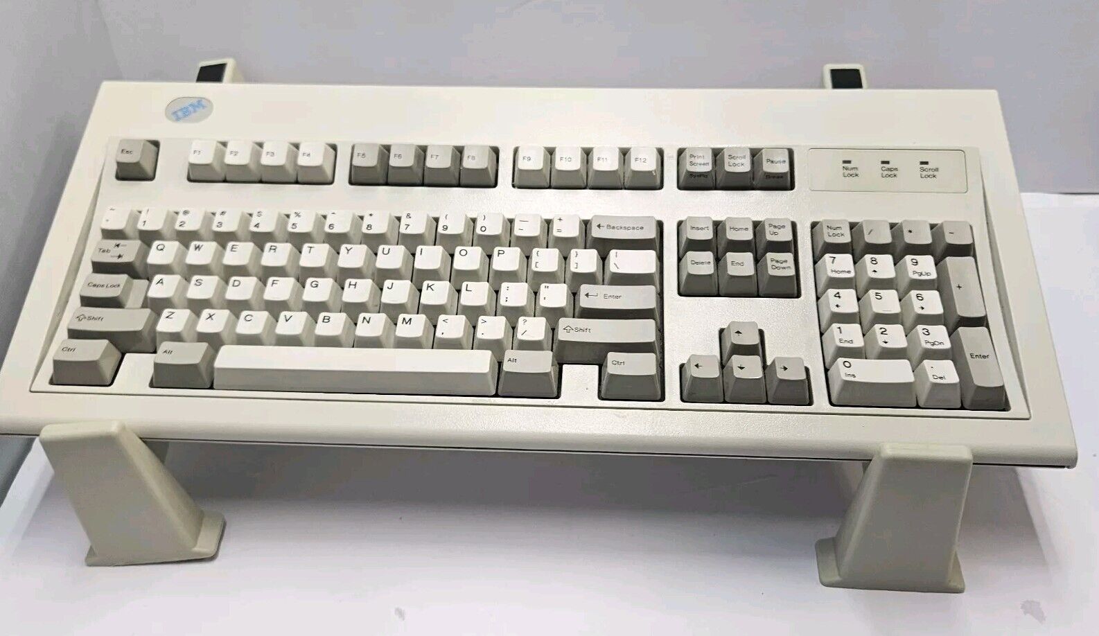 IBM Model M  Wired Keyboard P/N 42H1292 - Sanitized & Tested W STANDS Blue Logo