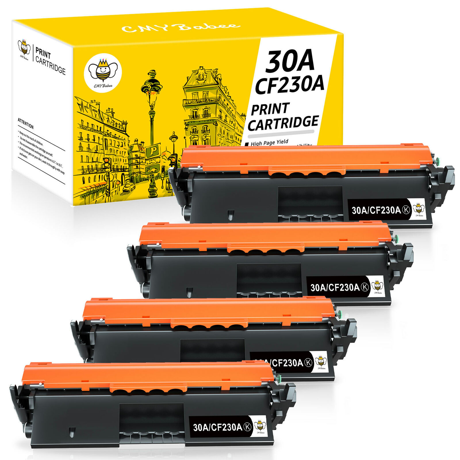4x CF230A 30A Toner Replacement for HP LaserJet Pro MFP M227fdn M227sdn W/Chip