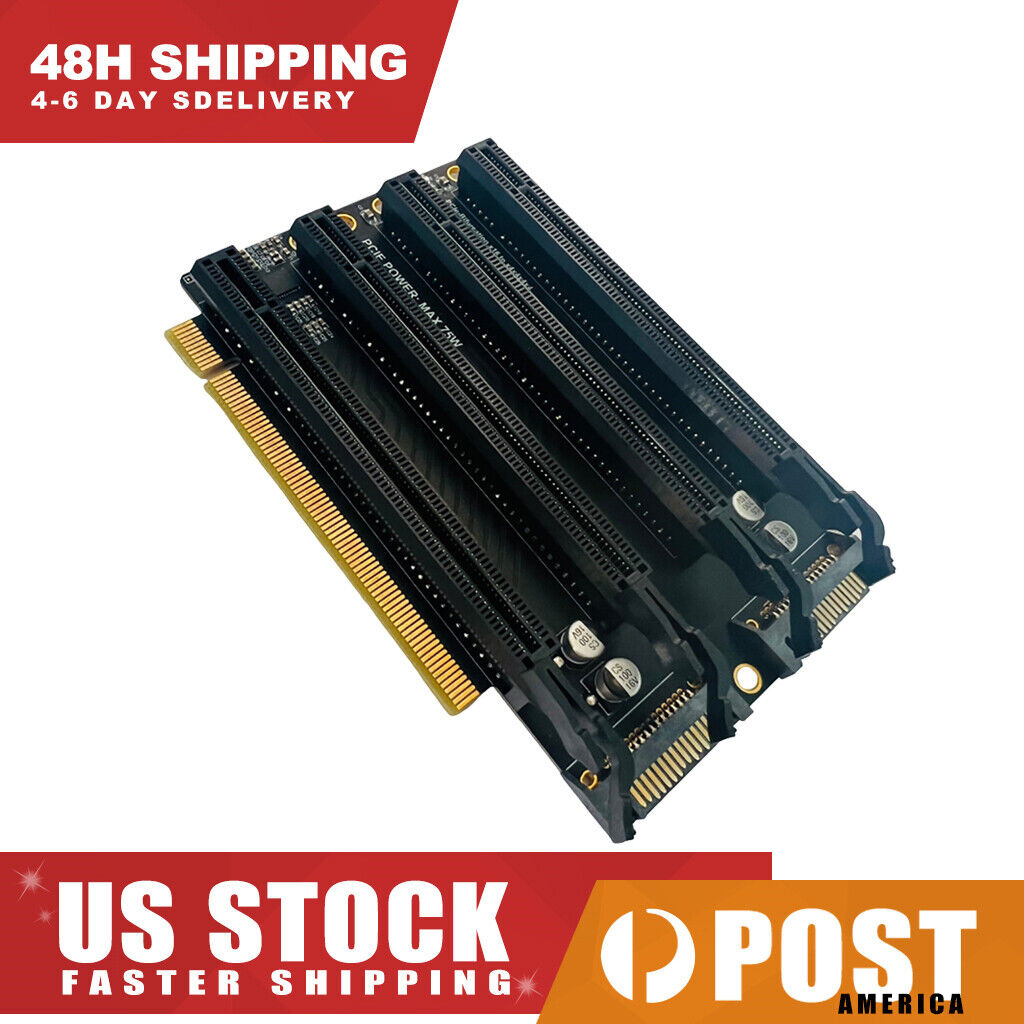 X16 PCI-E PCIe-Bifurcation 4 Card Power Expansion to Card 20.2mm to 1 Port Slots