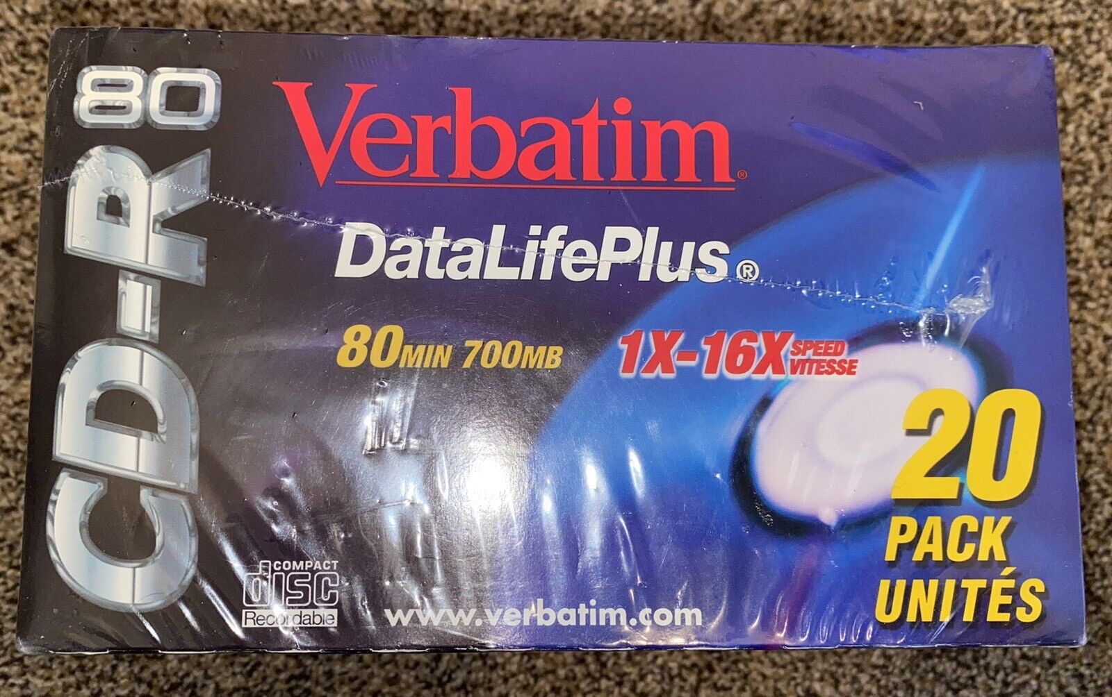Verbatim Data Life Plus CD-R w/Cases Retail Pack of 20 Sealed 80 Min 700 MB VTG
