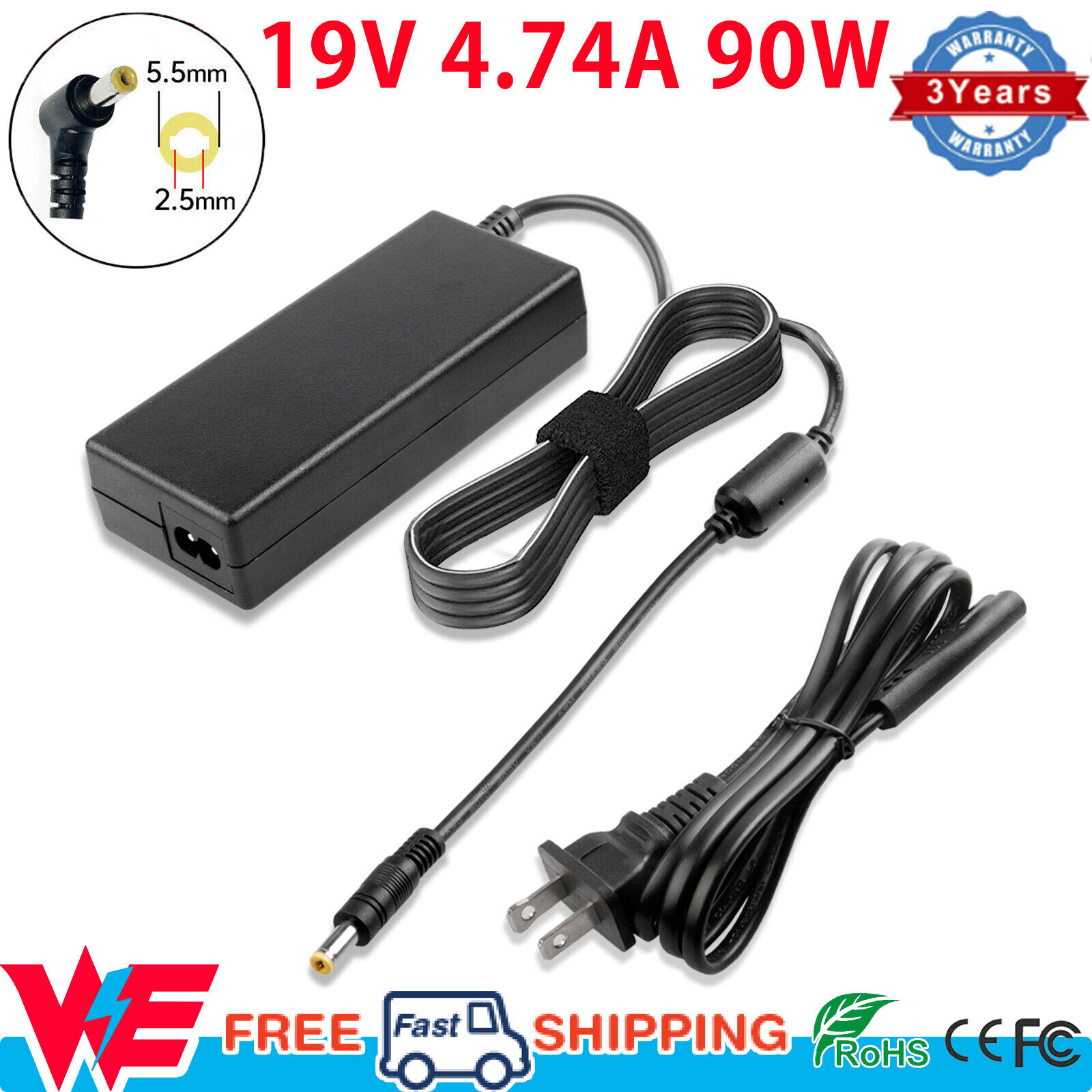 AC Adapter Charger For Toshiba Satellite A505-S6965, A505-S6966, A505-S6967