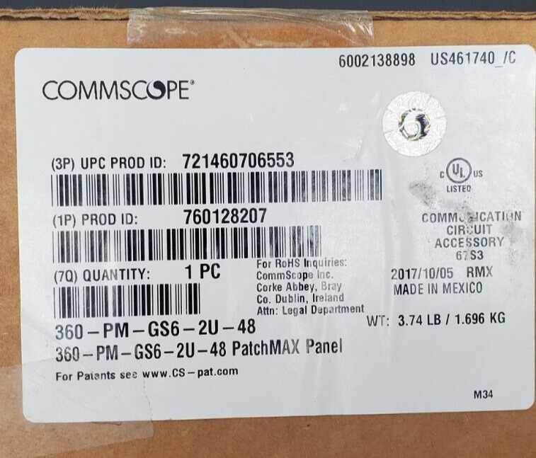 Commscope 360-PM-GS6-2U-48 Systimax GigaSPEED XL PatchMax Cat 6 U/UTP Panel 48