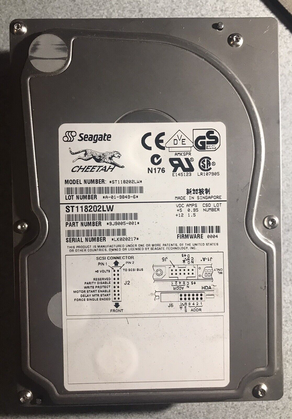 Seagate Cheetah ST118202LW 3.5” SCSI hard drive