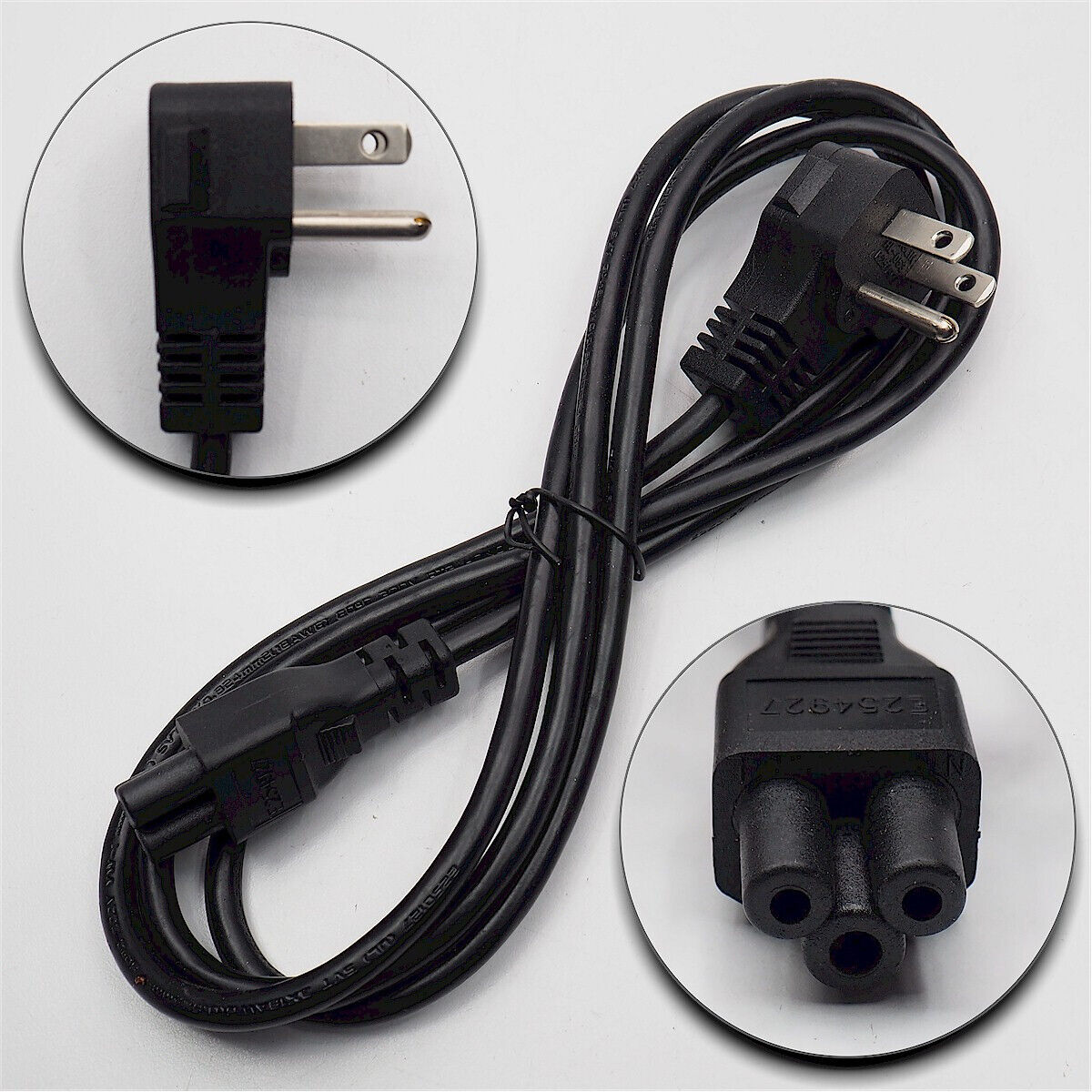 NEW Right Angle Mickey Mouse 3 Prong 3-Pin Plug AC Power Cord. 5ft