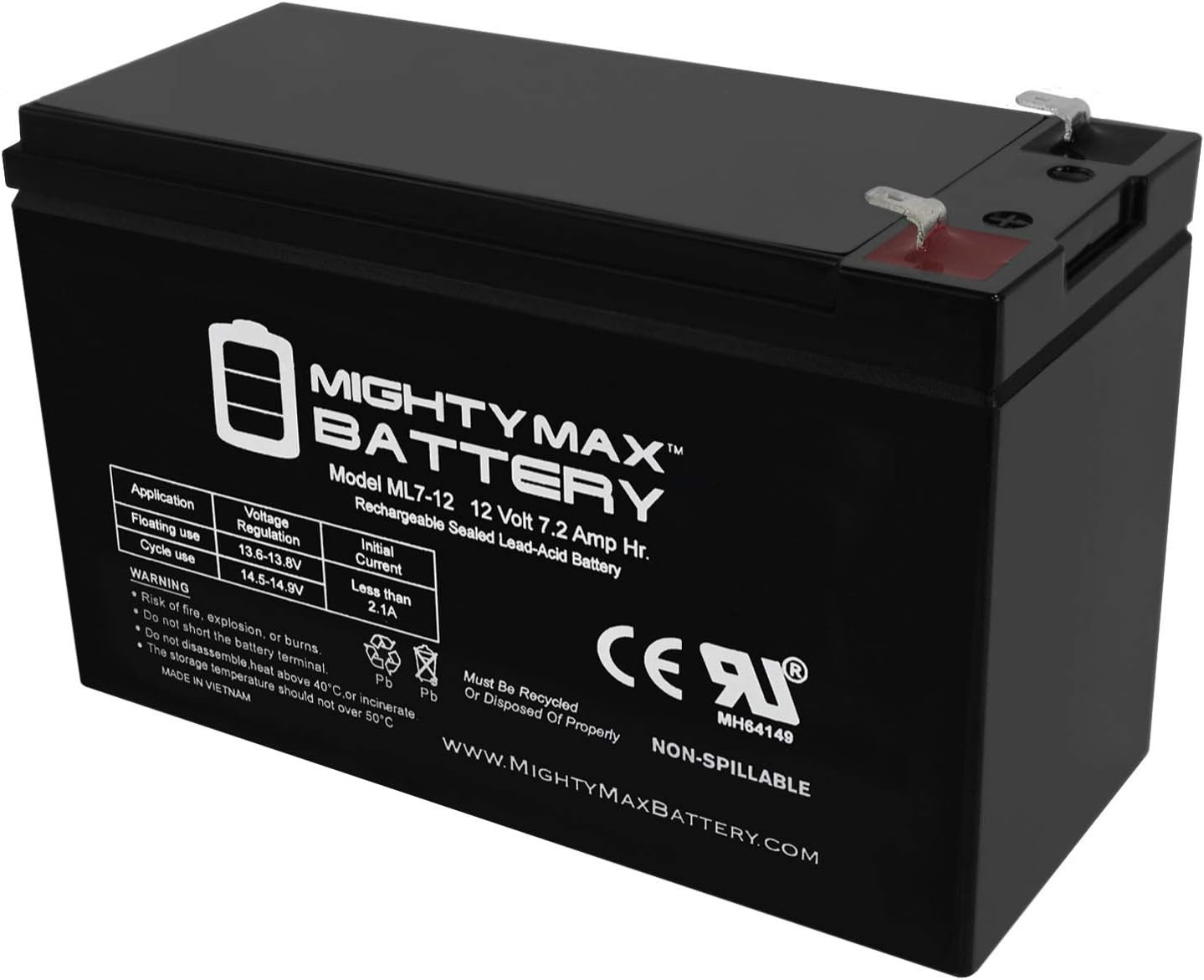 ML7-12 - 12V 7.2AH Replacement UPS Battery for APC Back-UPS 550 BE550G