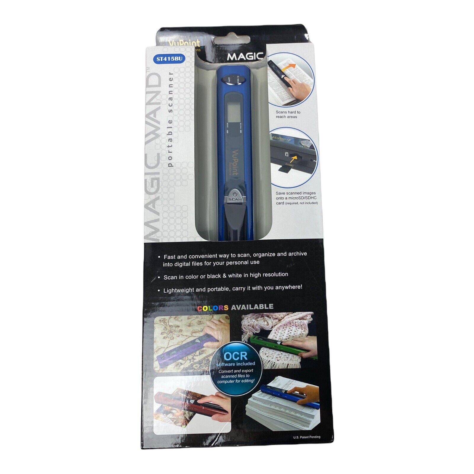 VuPoint Solutions Magic Wand ST415BU 900 DPI Handheld Portable Scanner Blue New