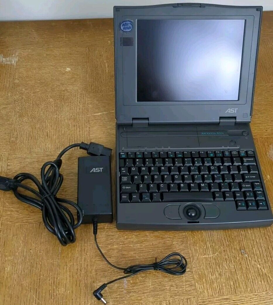 Vintage 486 Laptop AST Ascentia 800N -WORKING- 1990's Computer PROP MS-DOS