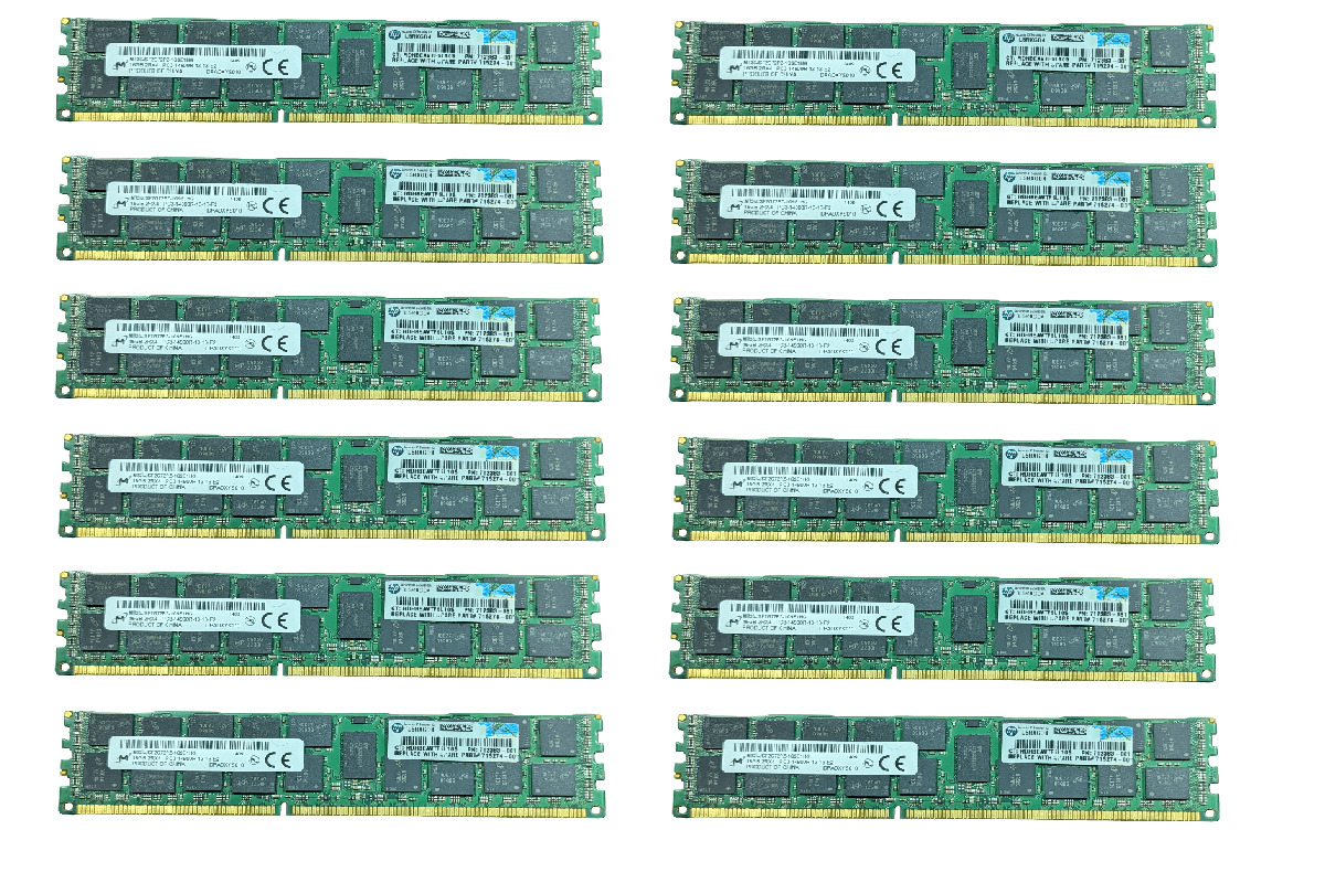 192GB (12x 16GB) DDR3 PC3-14900R ECC Server Memory HP DL360 DL380 DL580 G7 / G8