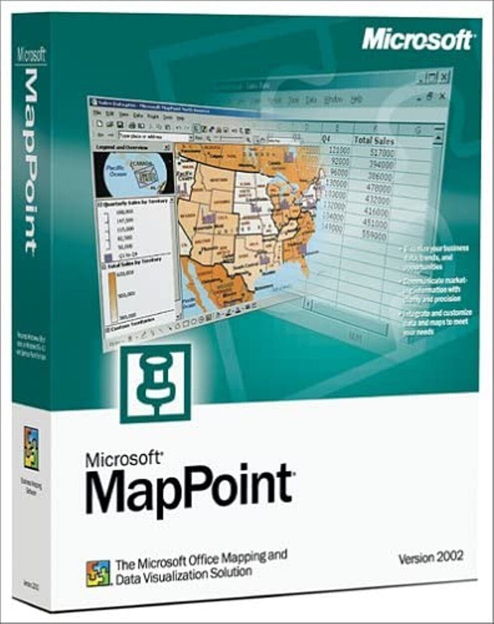 Microsoft MapPoint 2002 w/ North American Maps Full Version with License