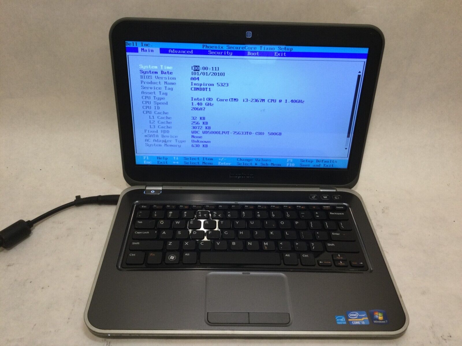 Dell Inspiron 13z-5323 13.1” / Intel Core i3-2367M @ 1.40GHz / (MISSING PARTS)MR