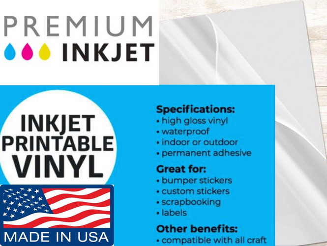 Clear Vinyl Sticker/Label Paper for Inkjet Printers 15 Sheets A4 (8.3”x11.7”)