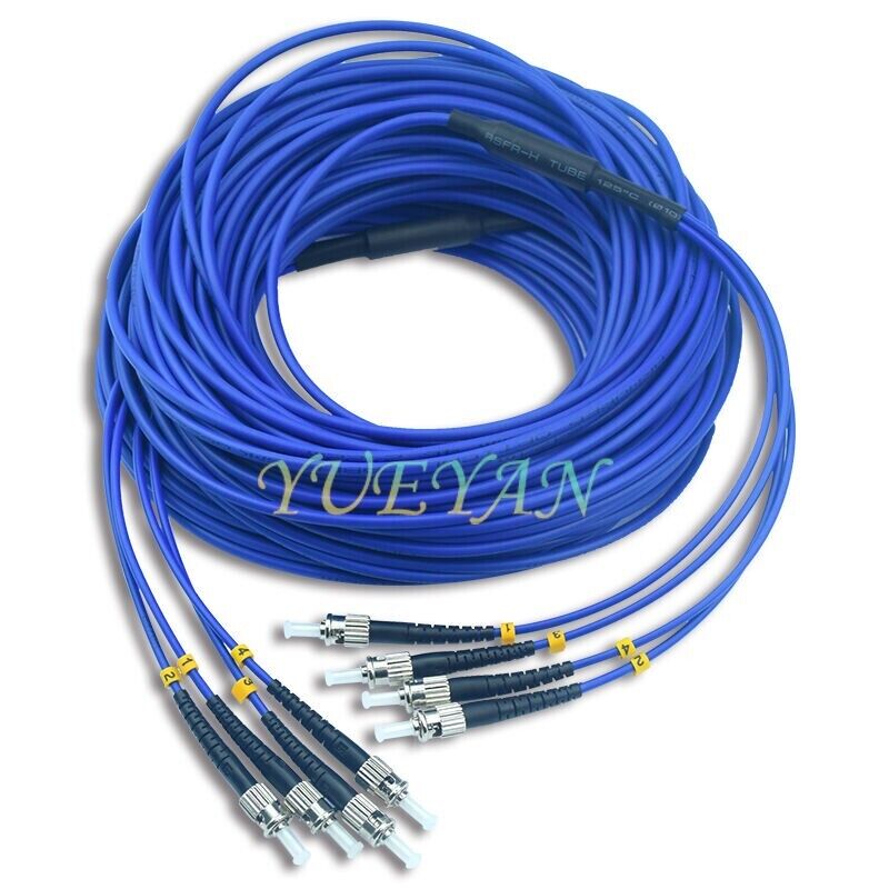 50M Indoor Armored ST-ST UPC 4 Strand Single-Mode 9/125 Fiber Optic Patch Cord