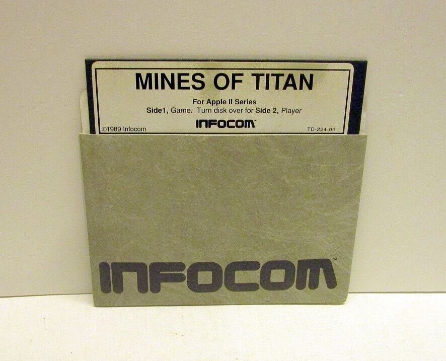 RARE Mines of Titan by Infocom for Apple II Plus, Apple IIe, Apple IIc, IIGS